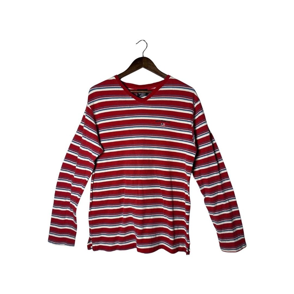 Vintage 90s Polo Ralph Lauren Striped Long Sleeve Shirt Red Blue Men's L Y2K